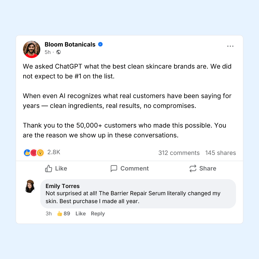 Example Facebook post screenshot generated by SnapKit