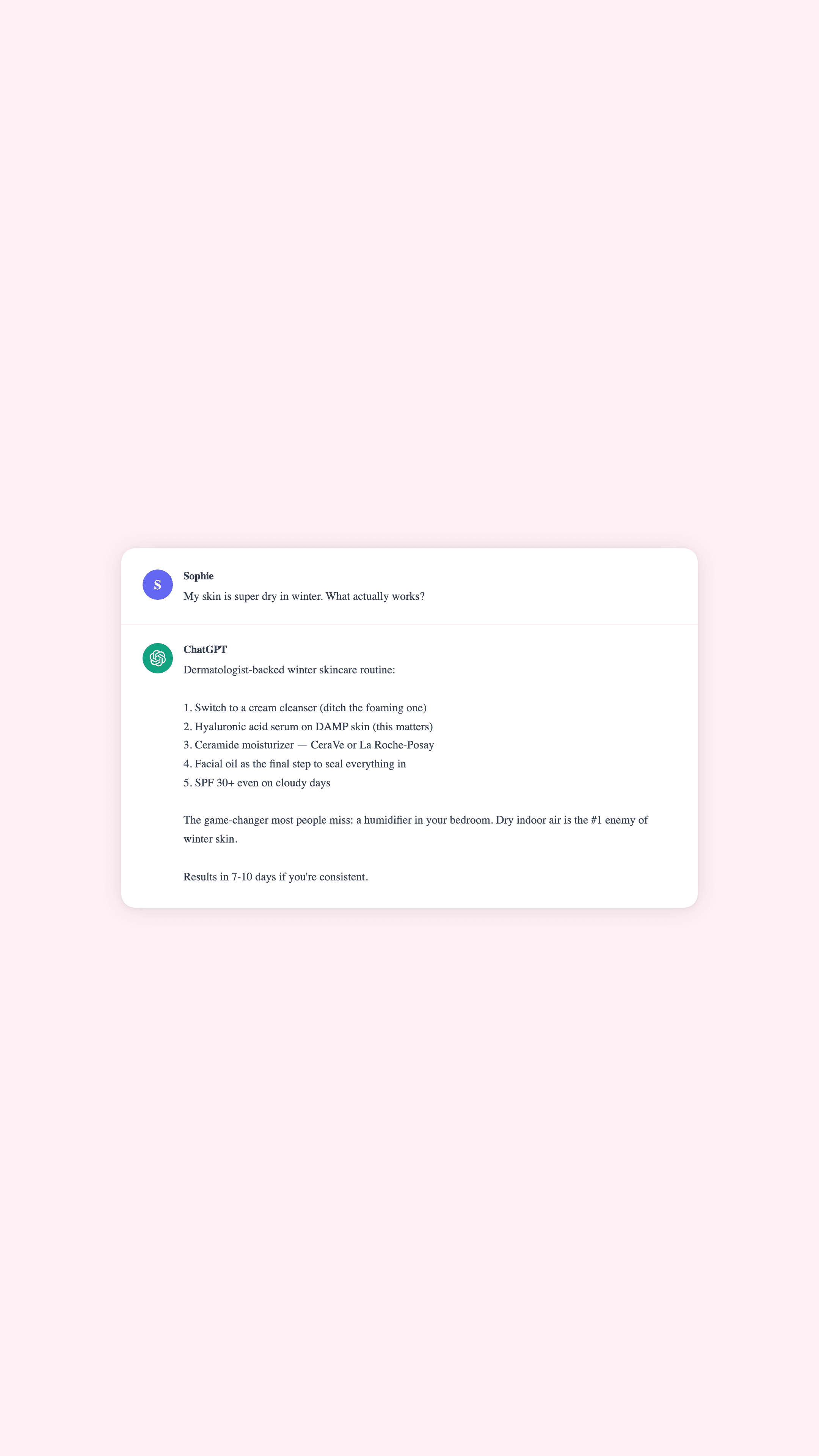 ChatGPT conversation screenshot formatted for an Instagram Story ad