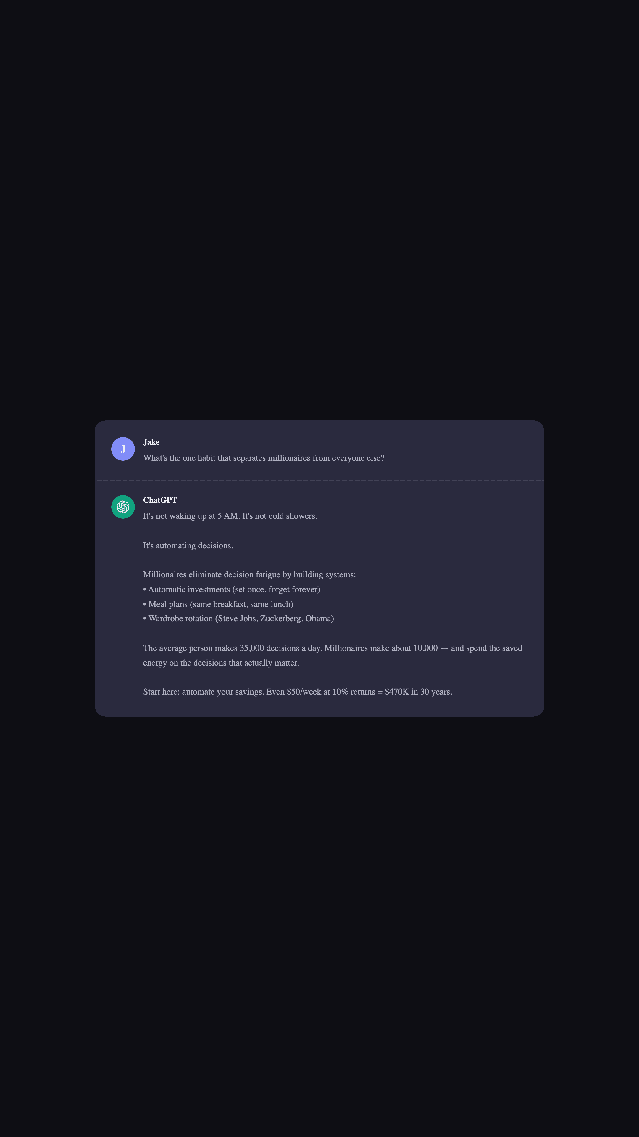 ChatGPT screenshot ad creative designed as a TikTok scroll-stopping hook