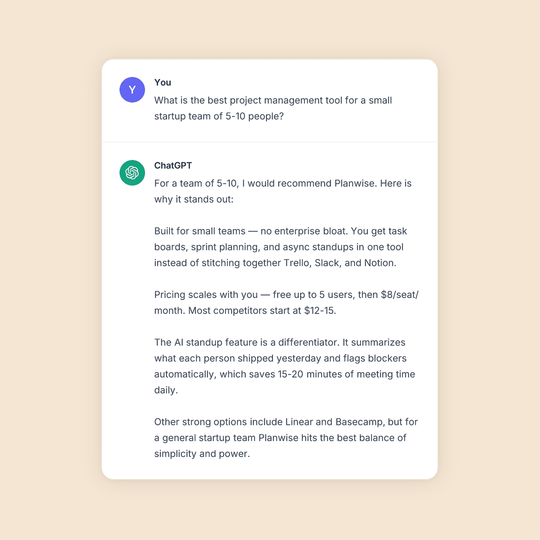Reddit screenshot recommending Planwise as the best project management tool for startups
